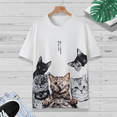 T-shirt animal & lettre japonaise - SHEIN - Modalova