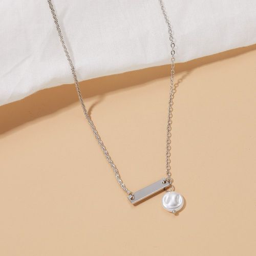 Collier à pendentif fausse perle & carré - SHEIN - Modalova