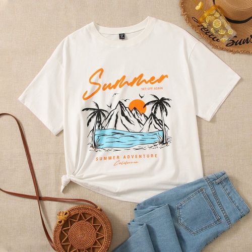 T-shirt à imprimé palmier et montagne - SHEIN - Modalova