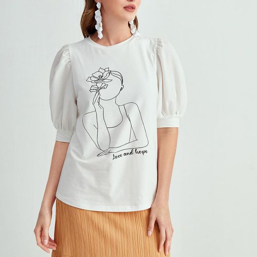 T-shirt figure manches bouffantes - SHEIN - Modalova