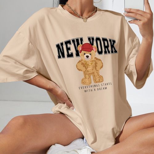 T-shirt oversize à motif slogan et poupée ours - SHEIN - Modalova