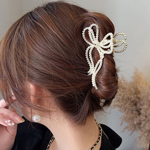 Griffe à cheveux à fausse perle design nœud - SHEIN - Modalova