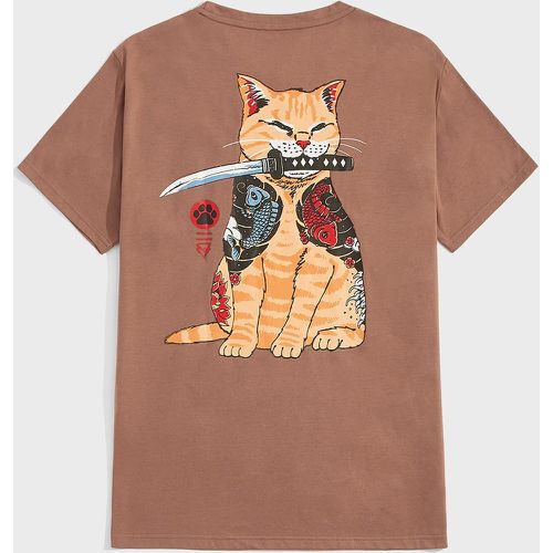 Homme T-shirt à imprimé chat - SHEIN - Modalova