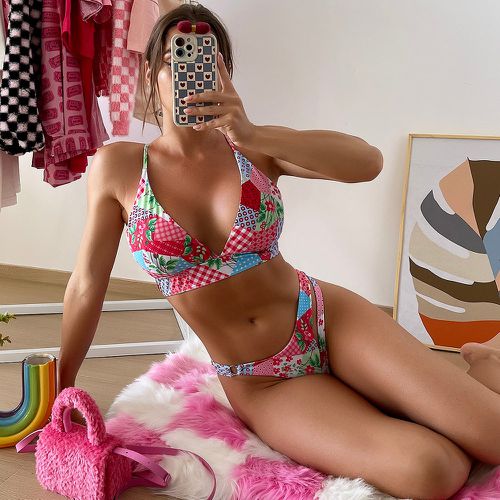 Bikini patchwork découpe croisé - SHEIN - Modalova