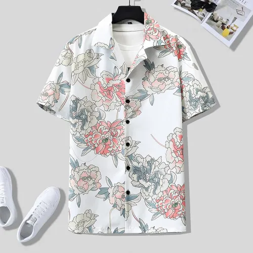 Chemise à imprimé floral à bouton (sans t-shirt) - SHEIN - Modalova