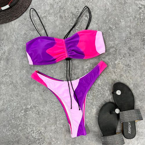 Bikini à blocs de couleurs à cordon échancré - SHEIN - Modalova