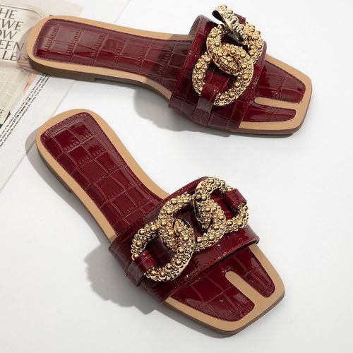Sandales plates en relief de crocodile à chaîne - SHEIN - Modalova