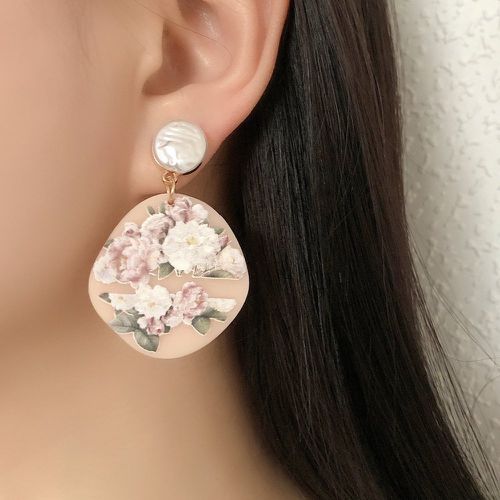 Pendants d'oreilles géométriques à imprimé floral - SHEIN - Modalova