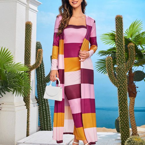 Robe bustier à blocs de couleurs & Manteau - SHEIN - Modalova
