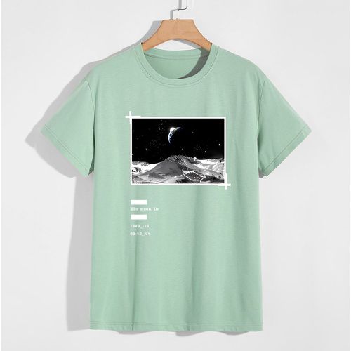 Homme T-shirt lune & à lettres - SHEIN - Modalova