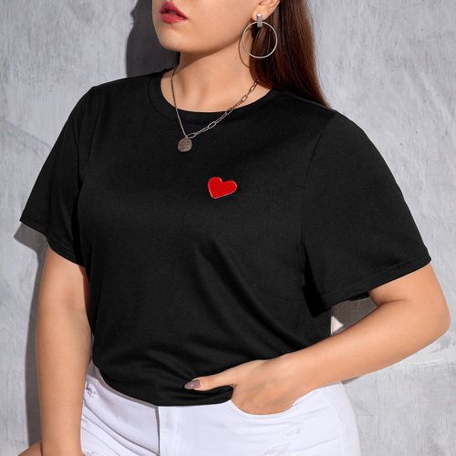 T-shirt à broderie cœur - SHEIN - Modalova
