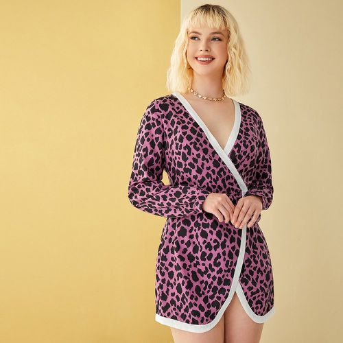 Robe portefeuille léopard à bordure contrastante - SHEIN - Modalova