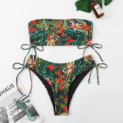 Bikini aléatoire à imprimé tropical à cordon - SHEIN - Modalova