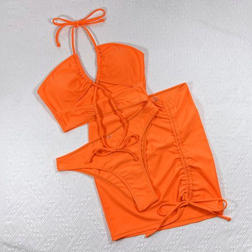 Bikini à lacets à cordon découpe avec jupe de plage - SHEIN - Modalova