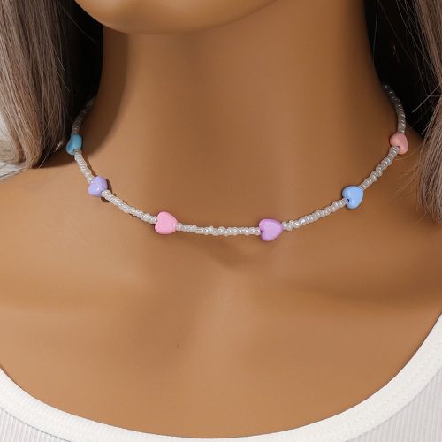 Collier à perles à détail cœur - SHEIN - Modalova