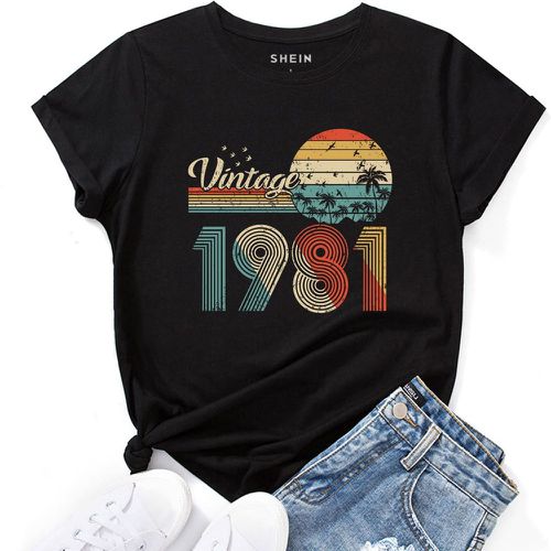 T-shirt tropical et à imprimé chiffre - SHEIN - Modalova