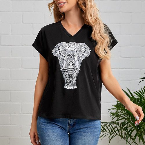 T-shirt à imprimé éléphant manches chauve-souris - SHEIN - Modalova
