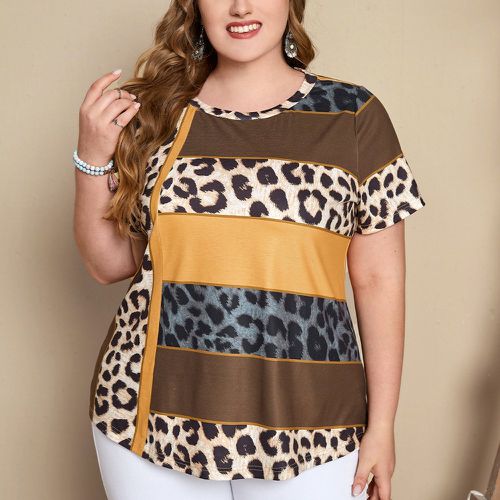 T-shirt à léopard à blocs de couleurs - SHEIN - Modalova
