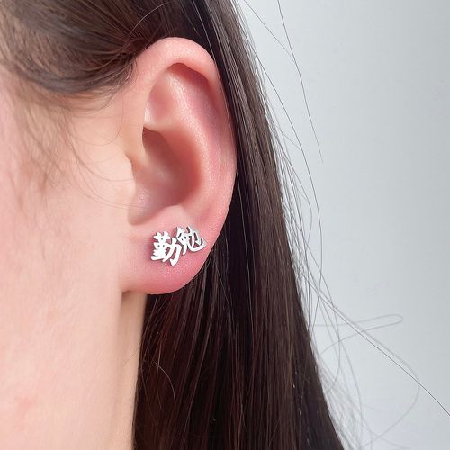 Clous d'oreilles caractère chinois design dépareillé - SHEIN - Modalova