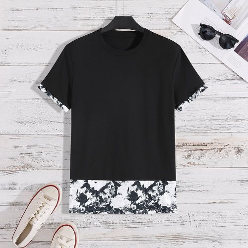 T-shirt à blocs de couleurs à imprimé floral - SHEIN - Modalova