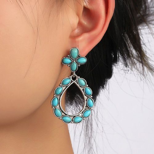 Boucles d'oreilles à design goutte d'eau à détail turquoise - SHEIN - Modalova