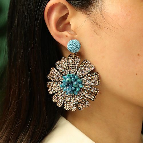 Pendants d'oreilles à perles à strass fleur - SHEIN - Modalova