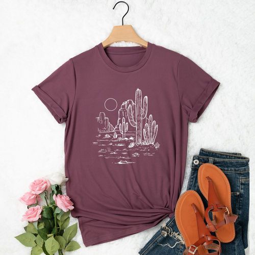 T-shirt à imprimé soleil et cactus - SHEIN - Modalova