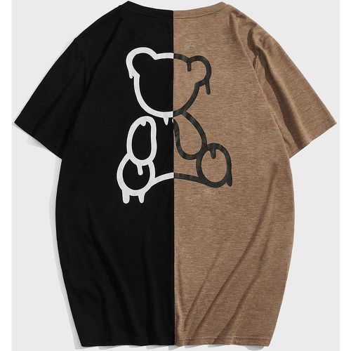 T-shirt à imprimé ours dessin animé à blocs de couleurs - SHEIN - Modalova
