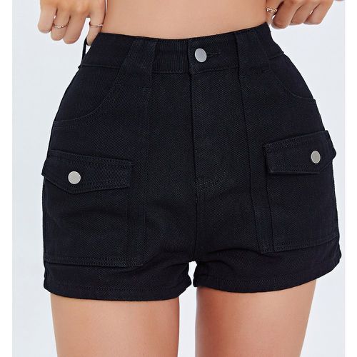 Short en jean taille haute poche à rabat - SHEIN - Modalova