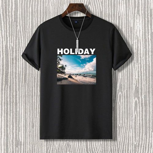 T-shirt à motif plage et lettres - SHEIN - Modalova