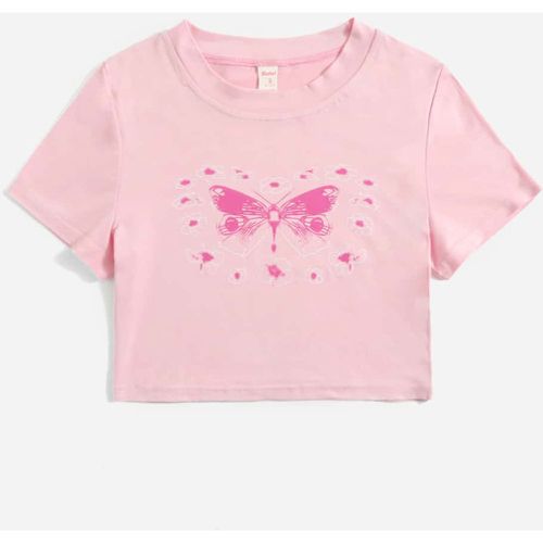 T-shirt court à papillon - SHEIN - Modalova