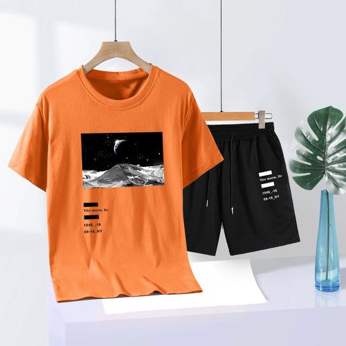 T-shirt à imprimé lettre et photo & Short à cordon - SHEIN - Modalova