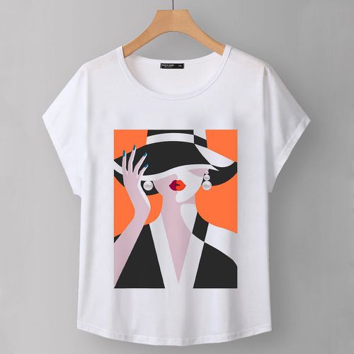 T-shirt figure abstraite manches chauve-souris - SHEIN - Modalova