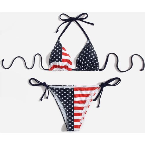 Bikini triangulaire ras-du-cou drapeau américain - SHEIN - Modalova
