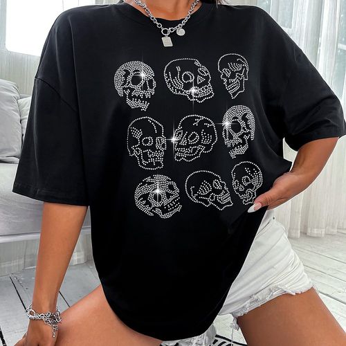 T-shirt à strass squelette - SHEIN - Modalova