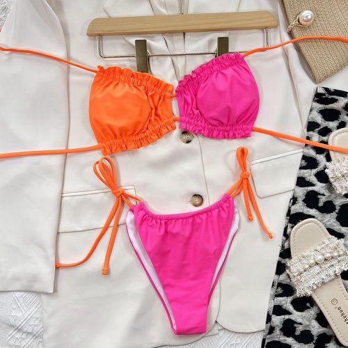 Bikini à blocs de couleurs à ruché à plis - SHEIN - Modalova