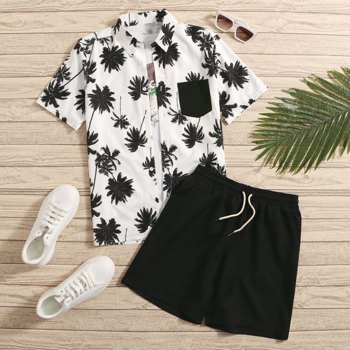 Chemise à imprimé palmier & Short à cordon (sans t-shirt) - SHEIN - Modalova