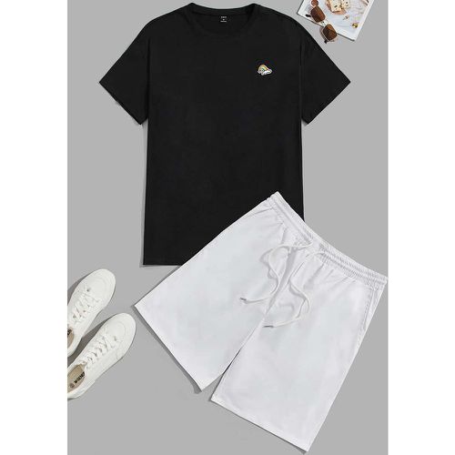 T-shirt à applique arc-en-ciel & Short à cordon - SHEIN - Modalova