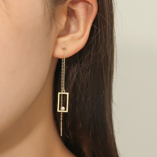Boucles d'oreilles enfileur à perle naturelle et carré - SHEIN - Modalova