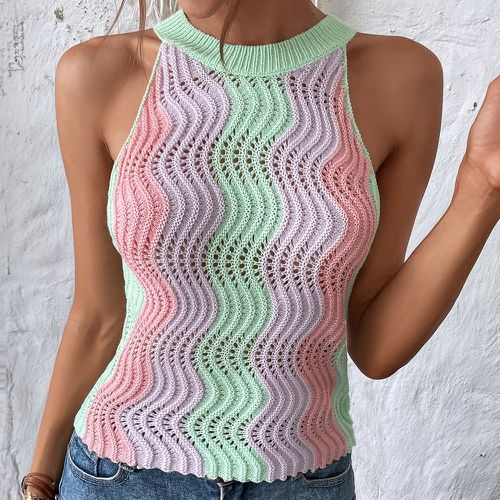 Top en tricot à blocs de couleurs ras-du-cou - SHEIN - Modalova