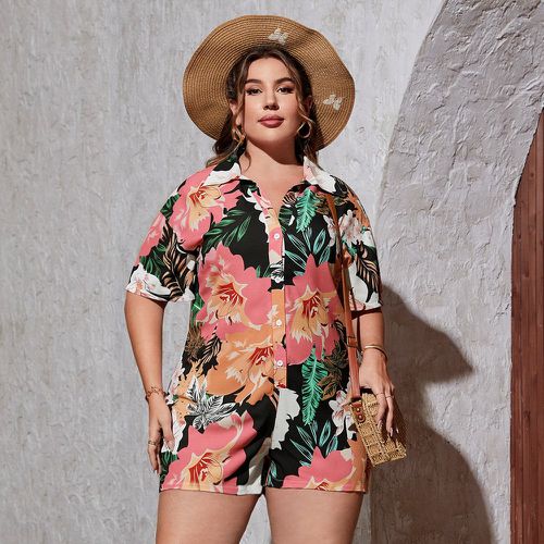 Combishort chemise tropical & à imprimé floral - SHEIN - Modalova