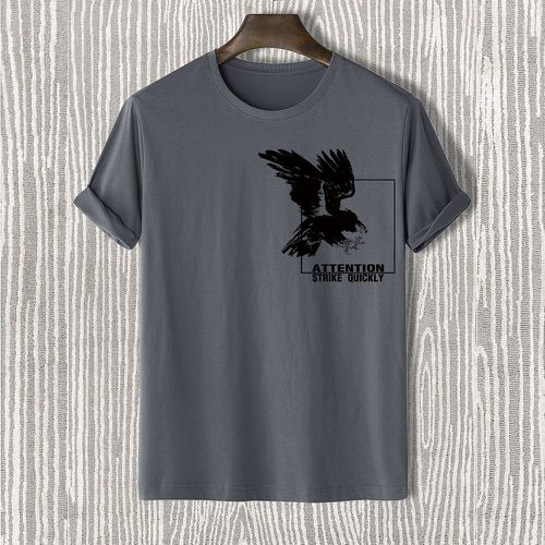 T-shirt à imprimé lettre et aigle - SHEIN - Modalova