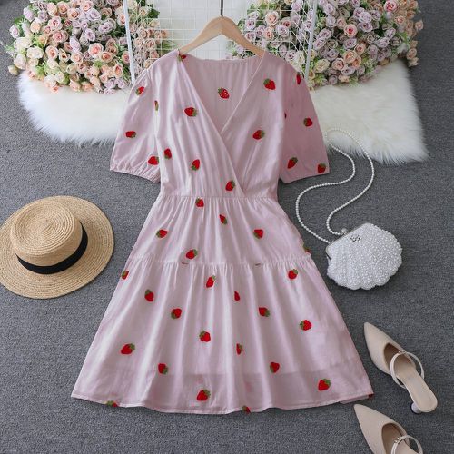 Robe trapèze à imprimé fraise - SHEIN - Modalova