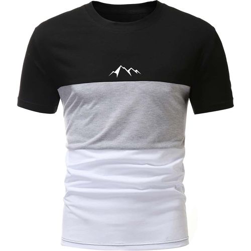 T-shirt à imprimé montagne à blocs de couleurs - SHEIN - Modalova