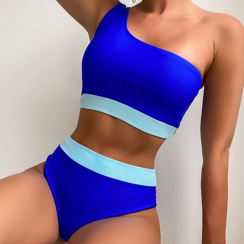 Bikini bleu à bordure contrastante asymétrique taille haute - SHEIN - Modalova