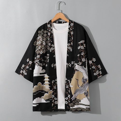 Kimono floral aléatoire & à imprimé grue (sans t-shirt) - SHEIN - Modalova