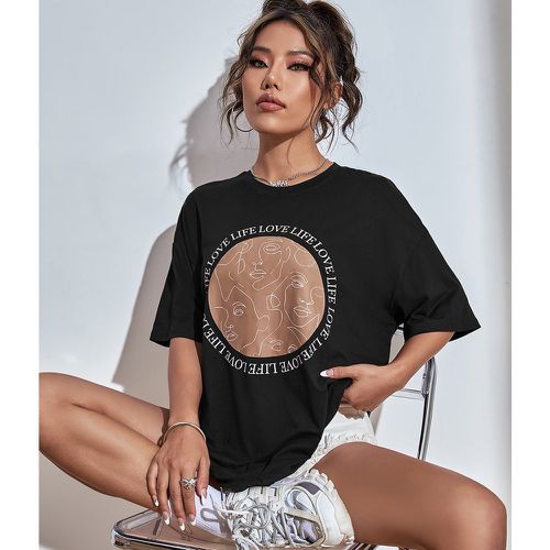T-shirt à motif figure et slogan - SHEIN - Modalova