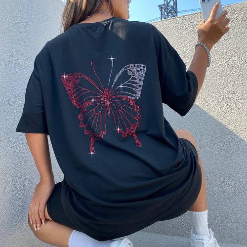 T-shirt avec motif papillon à strass & Short cycliste - SHEIN - Modalova