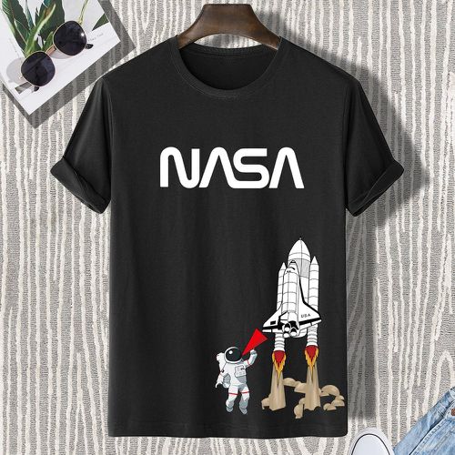 T-shirt à imprimé lettre et astronaute - SHEIN - Modalova