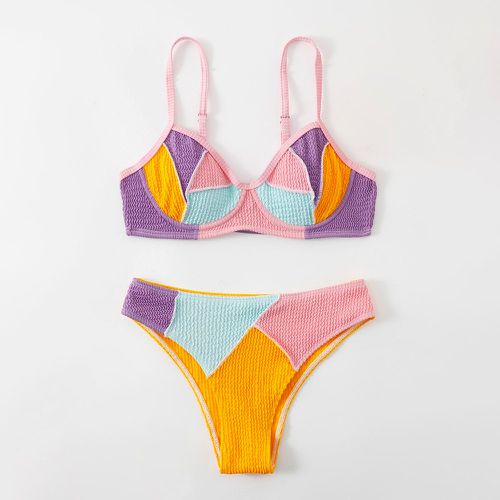Bikini à blocs de couleurs texturé - SHEIN - Modalova